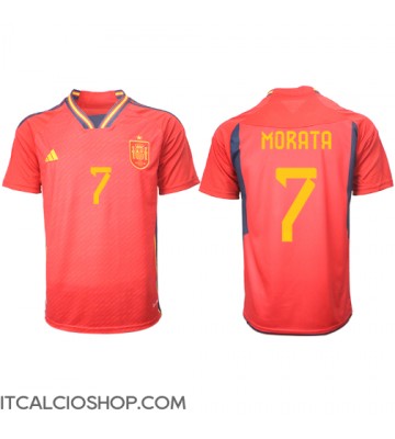 Spagna Alvaro Morata #7 Prima Maglia Mondiali 2022 Manica Corta